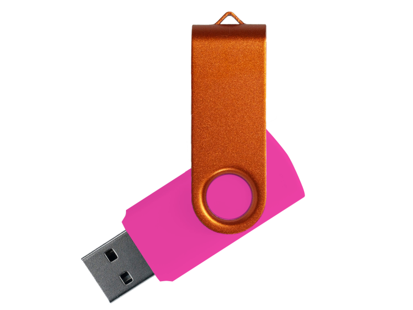 Флеш накопитель USB 2.0 Twister Сolor Mix 16GB, пластик Софт Тач/металл, розовый/оранжевый