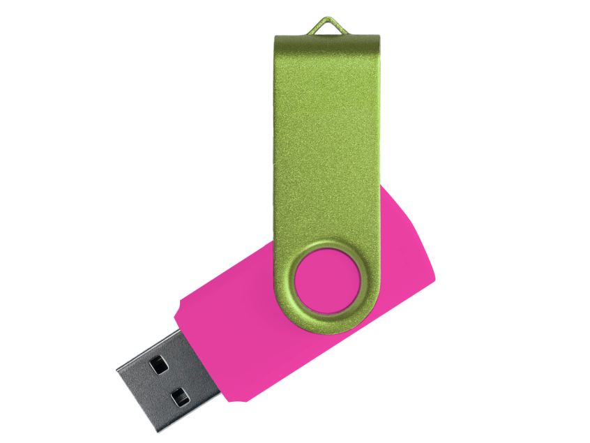 Флеш накопитель USB 2.0 Twister Сolor Mix 16GB, пластик Софт Тач/металл, розовый/светло-зеленый