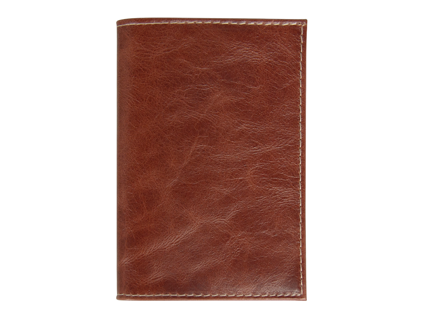Обложка для автодокументов Leather Sky Matt Sun из натуральной кожи, коричневая с белой прострочкой