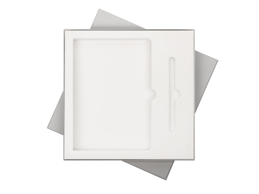 Подарочная коробка с ложементом для ежедневника и ручки, серая