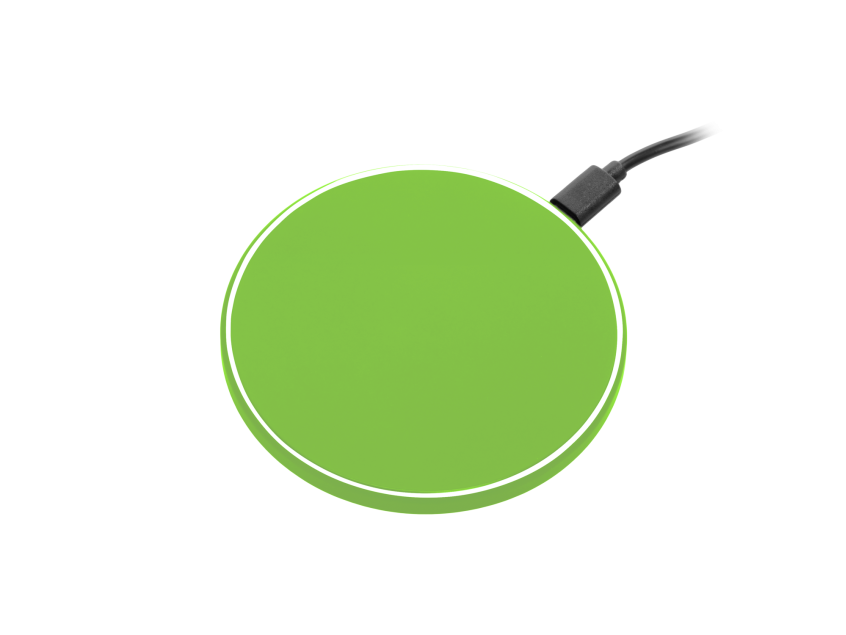 Беспроводное зарядное устройство с подсветкой 15W Аурис (Auris), салатовое