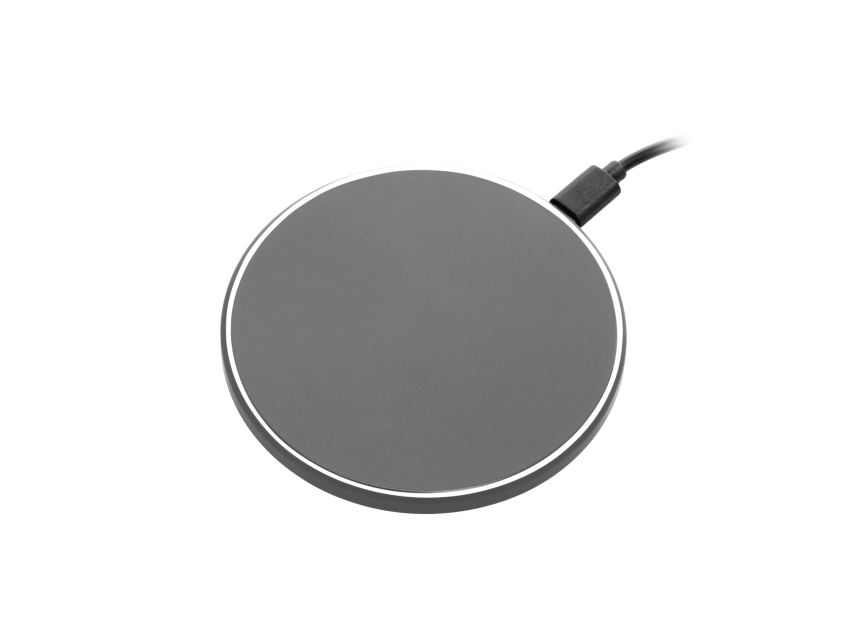 Беспроводное зарядное устройство с подсветкой 15W Аурис (Auris), серое