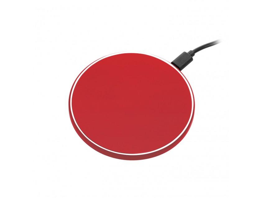 Беспроводное зарядное устройство с подсветкой 15W Auris, красное
