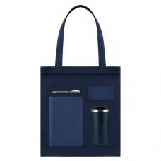 Подарочный набор Maxy, синий (шоппер, блокнот, ручка, ЗУ, термобутылка)