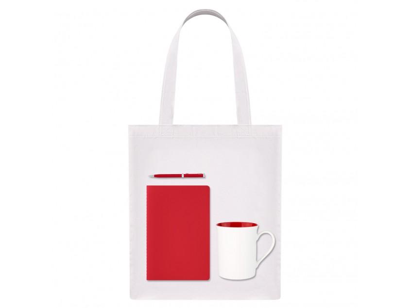 Подарочный набор Welcome pack, красный (шоппер, блокнот, ручка, кружка)