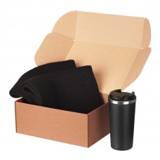 Подарочный набор Forges, черный (шарф, термокружка)