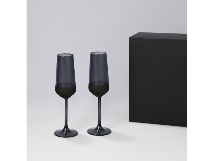 Подарочный набор 2 бокала для шампанского Black Edition в черной коробке