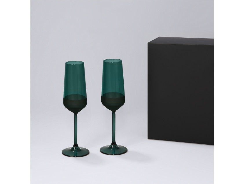 Подарочный набор 2 бокала для шампанского Emerald в черной коробке