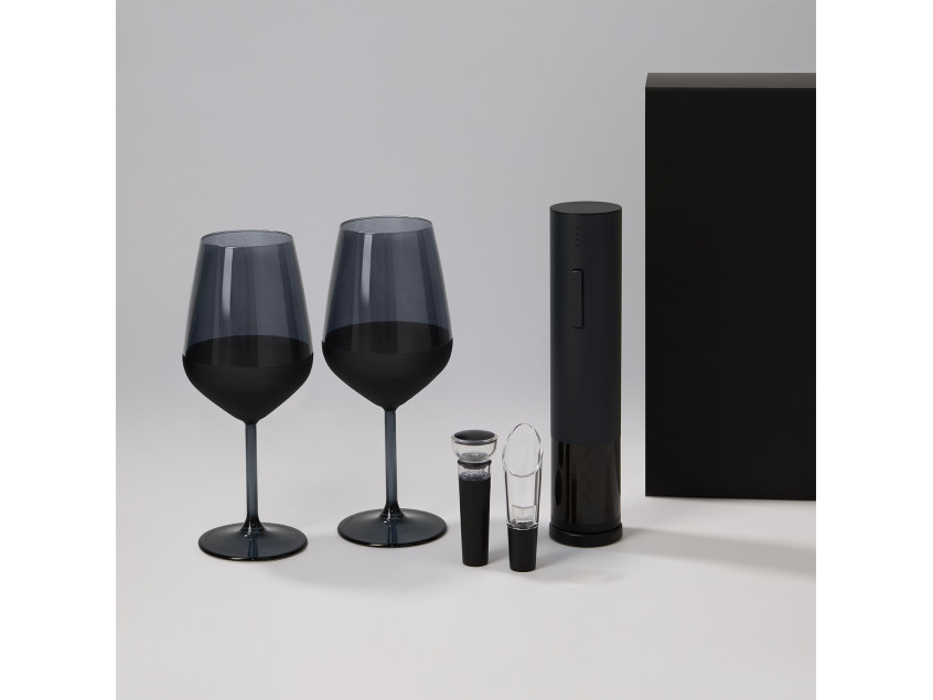 Подарочный набор 2 бокала для вина Black Edition + набор для вина Sacramento в черной коробке
