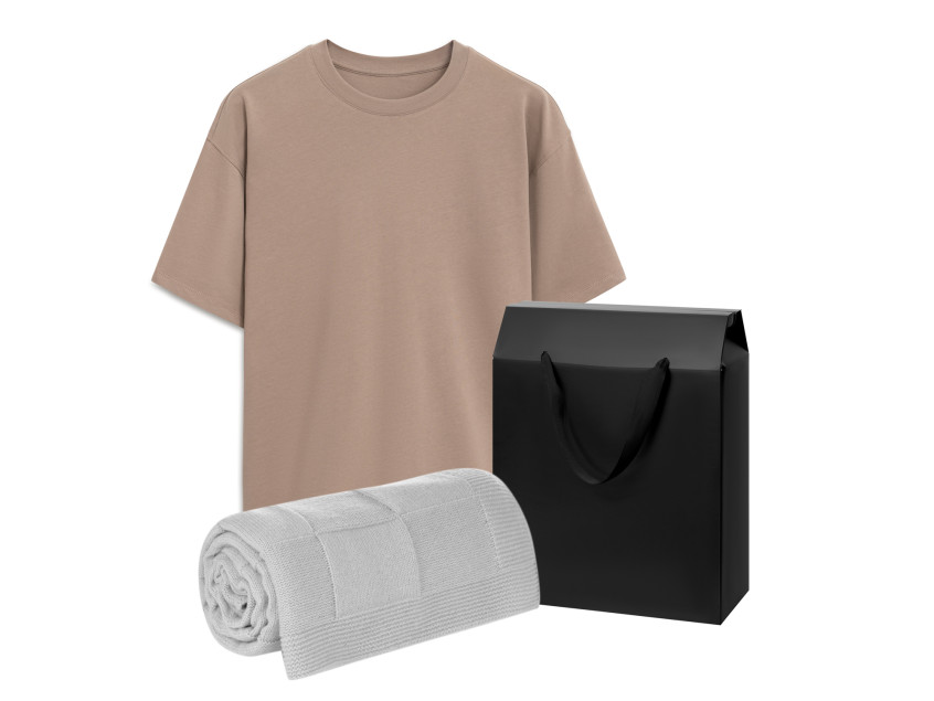 Набор с одеждой RUST (футболка, плед), мокко/серый, 3XL/4XL