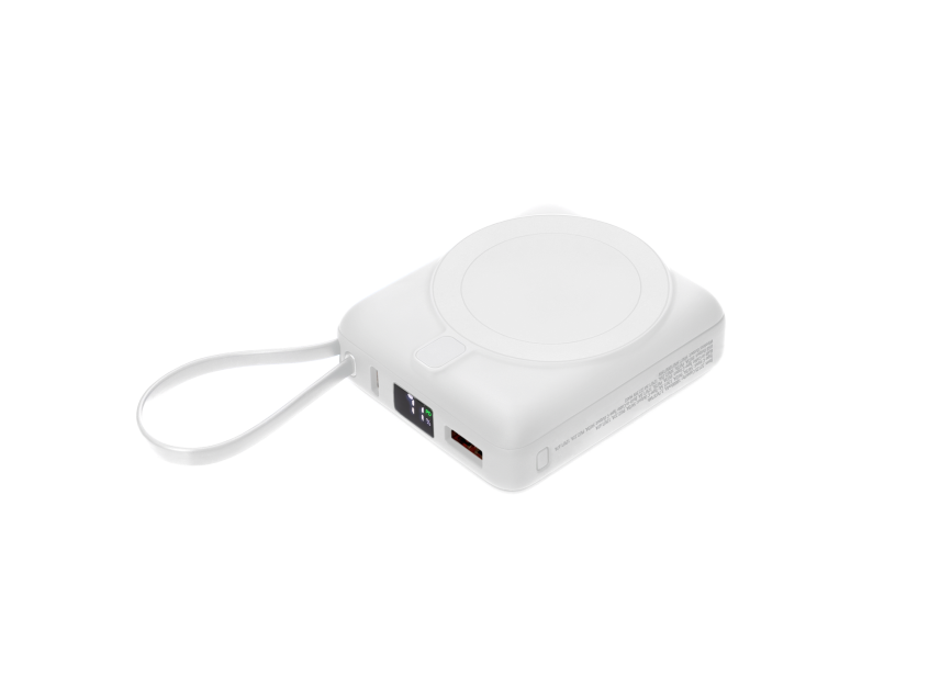 Внешний аккумулятор с подсветкой Ritter PD 10000mAh с функцией беспроводной зарядки 15W, белый