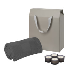 Подарочный набор Sento, Cella, серый (свечи, плед) Подарочный набор Sento, Cella, серый (свечи, плед)