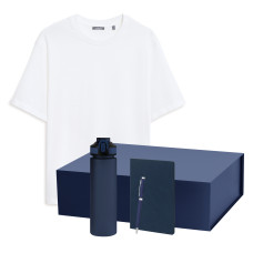 Набор с одеждой RUST NEO (футболка, бутылка, ежедневник, ручка) , белый/синий, M/L