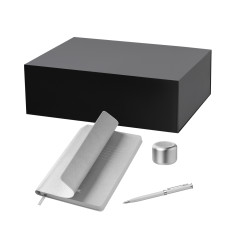 Подарочный набор Passion, Molto, серебряный (колонка, ежедневник, ручка)