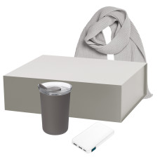 Подарочный набор Strada, Ancor, Forges, серый (термокружка, аккумулятор, шарф)