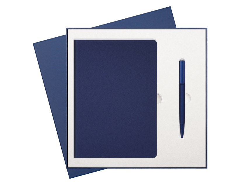 Подарочный набор Moon river, синий (ежедневник, ручка) Подарочный набор Moon river, синий (ежедневник, ручка)