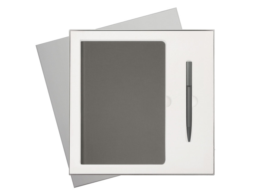 Подарочный набор Star, серый (ежедневник, ручка) Подарочный набор Star, серый (ежедневник, ручка)