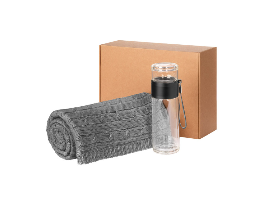 Подарочный набор Terso, Fado, серый (плед, термобутылка)