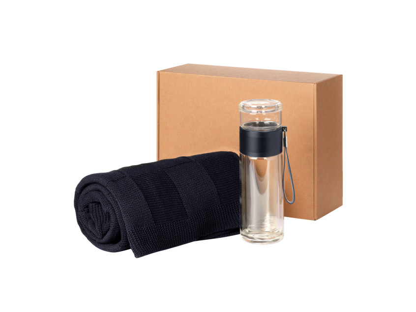 Подарочный набор Terso, Cella, синий (плед, термобутылка)