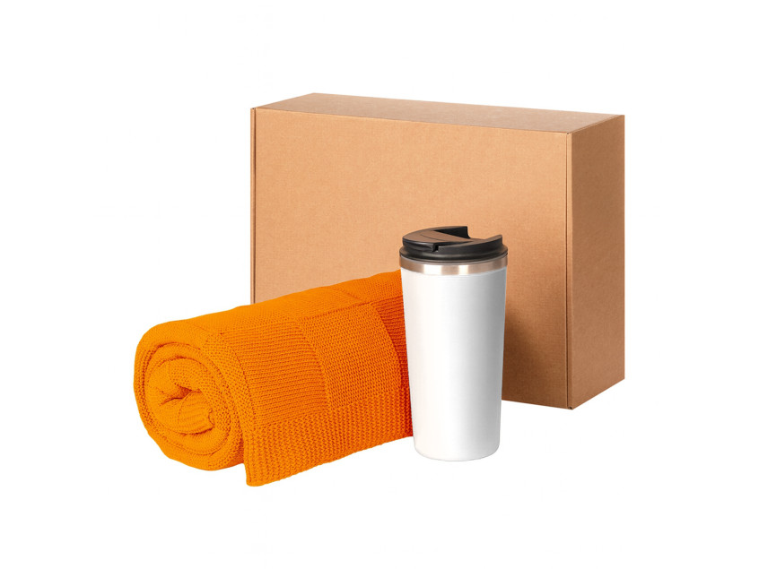 Подарочный набор Palermo, Cella, оранжевый (плед, термокружка)