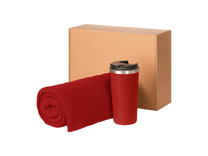 Подарочный набор Palermo, Cella, красный (плед, термокружка)