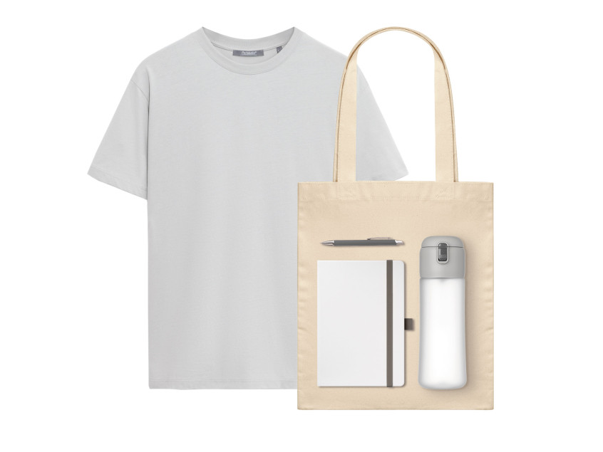 Набор с одеждой KRIS (футболка, бутылка, ежедневник, ручка, шоппер), белый, M