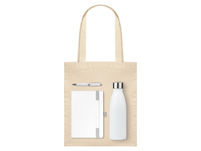 Подарочный набор Galaxy, белый (ежедневник, ручка, термобутылка, шоппер)
