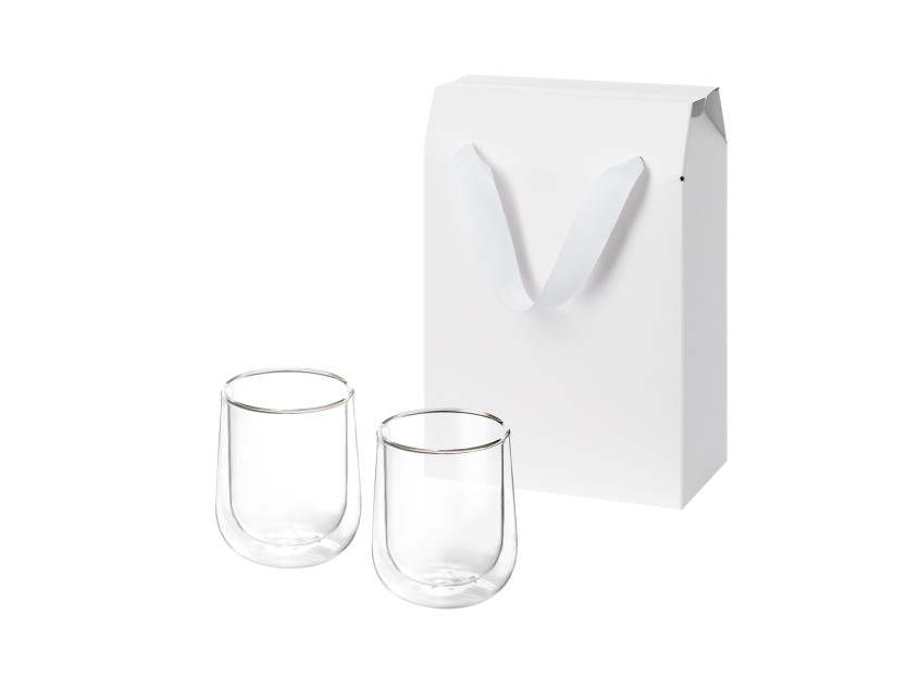 Подарочный набор 2 стеклянных стакана Lungo в коробке-пакете