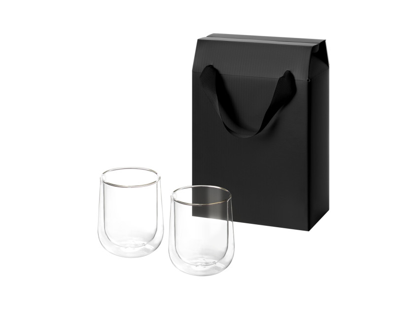 Подарочный набор 2 стеклянных стакана Lungo в коробке-пакете