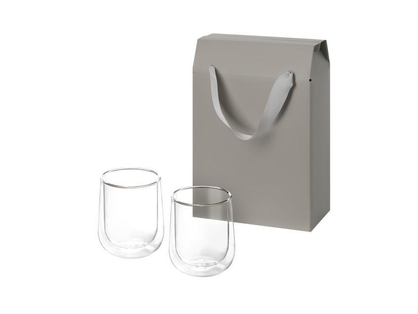 Подарочный набор 2 стеклянных стакана Lungo в коробке-пакете