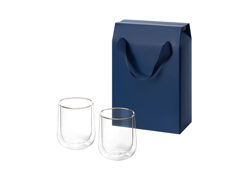 Подарочный набор 2 стеклянных стакана Lungo в коробке-пакете