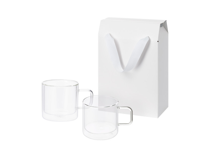 Подарочный набор 2 стеклянные кружки Luna в коробке-пакете