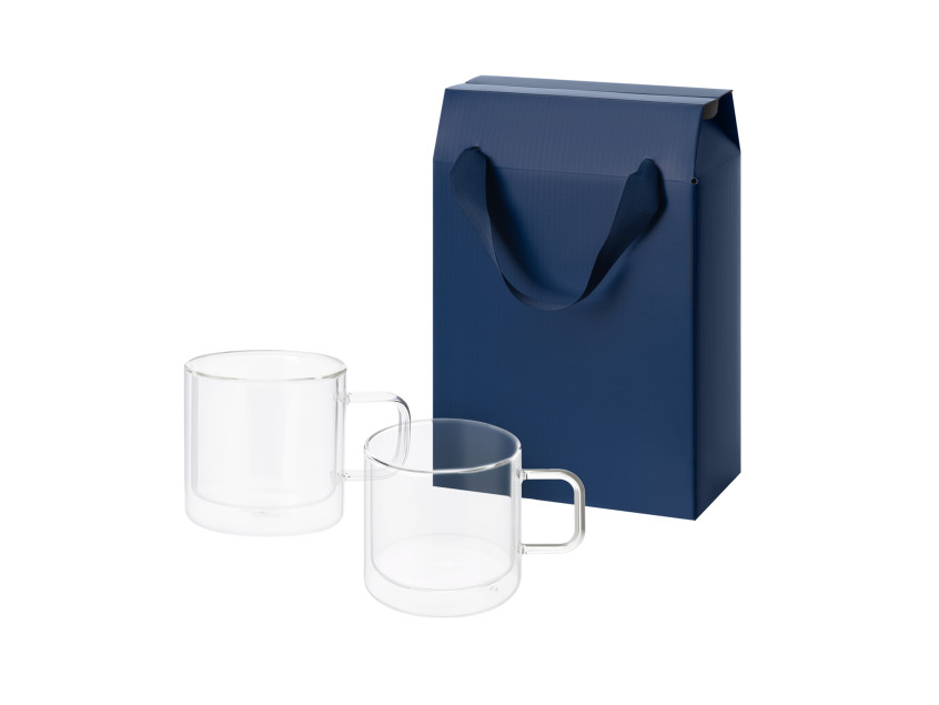 Подарочный набор 2 стеклянные кружки Luna в коробке-пакете