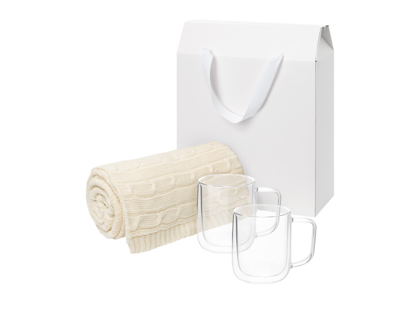 Подарочный набор Viora, Fado в белой коробке-пакете (2 кружки+плед)