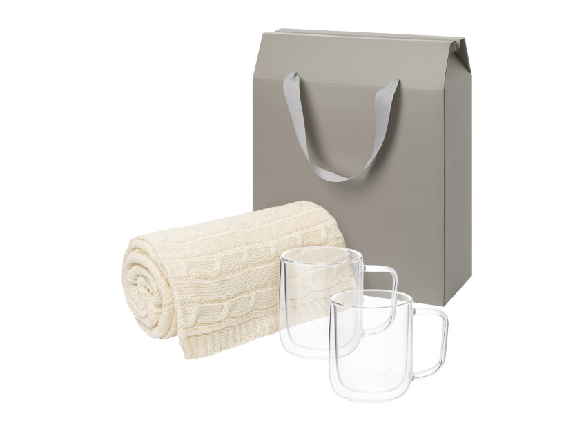 Подарочный набор Viora, Fado в серой коробке-пакете (2 кружки+плед)