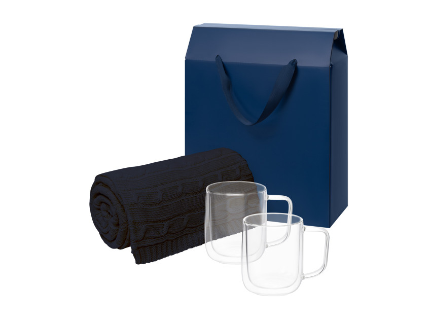 Подарочный набор Viora, Fado в синей коробке-пакете (2 кружки+плед)