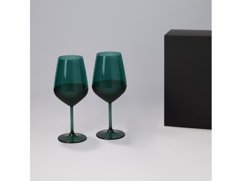 Подарочный набор 2 бокала для вина Эмеральд (Emerald) в черной коробке