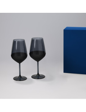 Подарочный набор 2 бокала для вина Блэк Эдишн (Black edition) в синей коробке