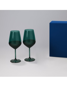 Подарочный набор 2 бокала для вина Эмеральд (Emerald) в синей коробке
