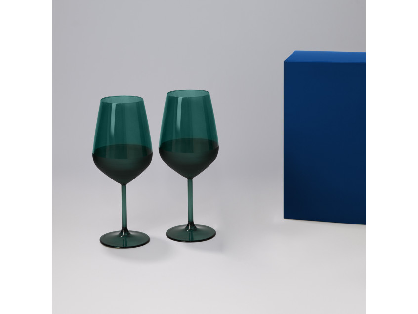Подарочный набор 2 бокала для вина Эмеральд (Emerald) в синей коробке