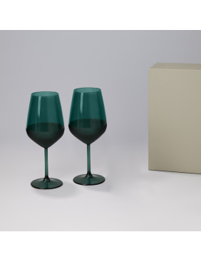 Подарочный набор 2 бокала для вина Эмеральд (Emerald) в серой коробке