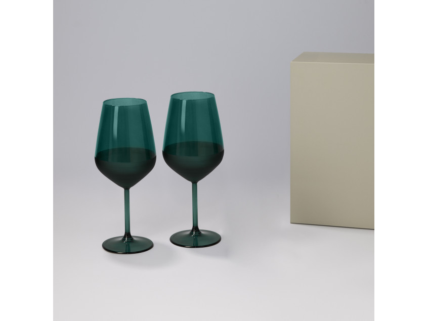 Подарочный набор 2 бокала для вина Эмеральд (Emerald) в серой коробке