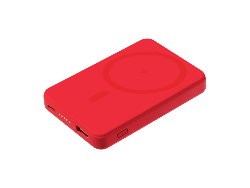 Внешний аккумулятор Ларго PD (Largo PD) 5000mAh с функцией беспроводной зарядки 15W, красный