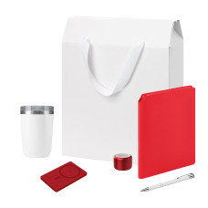 Подарочный набор Велком Пак Премиум (Welcome Pack Premium), серебряный (термокружка, колонка, ежедневник, ручка, ЗУ, коробка-пакет)