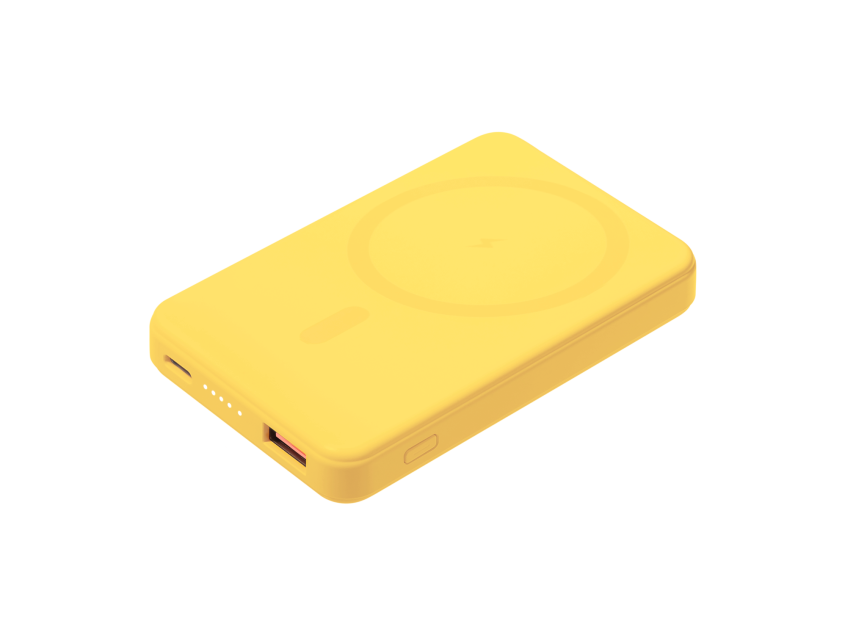 Внешний аккумулятор Ларго PD (Largo PD) 5000mAh с функцией беспроводной зарядки 15W, желтый