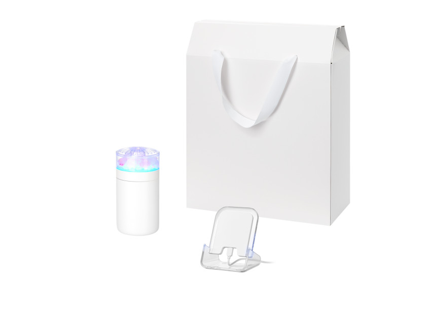 Подарочный набор Кристалл, Глосс НЕО (Crystal, Gloss NEO), белый (увлажнитель воздуха, зарядное устройство)