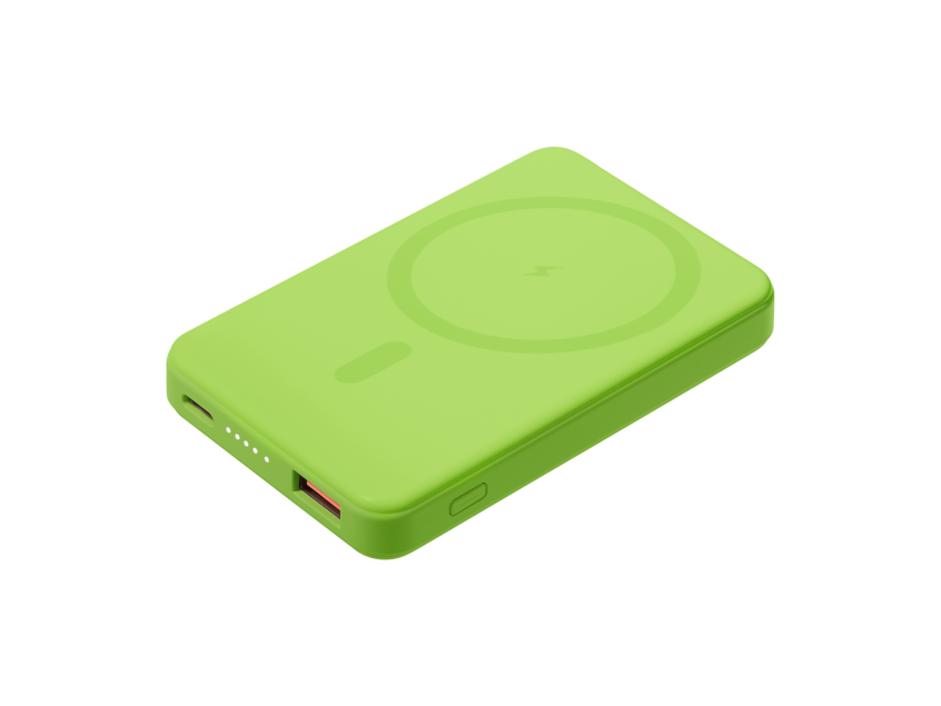Внешний аккумулятор Ларго PD (Largo PD) 5000mAh с функцией беспроводной зарядки 15W, салатовый