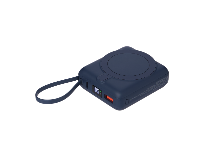 Внешний аккумулятор с подсветкой Риттер PD (Ritter PD) 10000mAh с функцией беспроводной зарядки 15W, синий