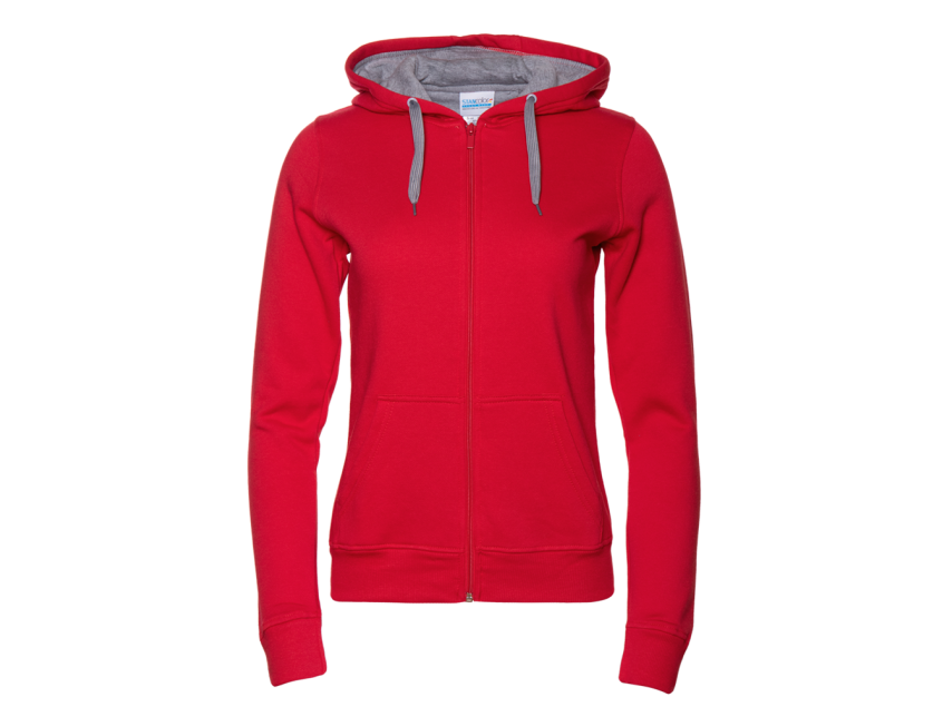 Толстовка женская STAN с капюшоном на молнии футер с начёсом 280, 17W, Красный