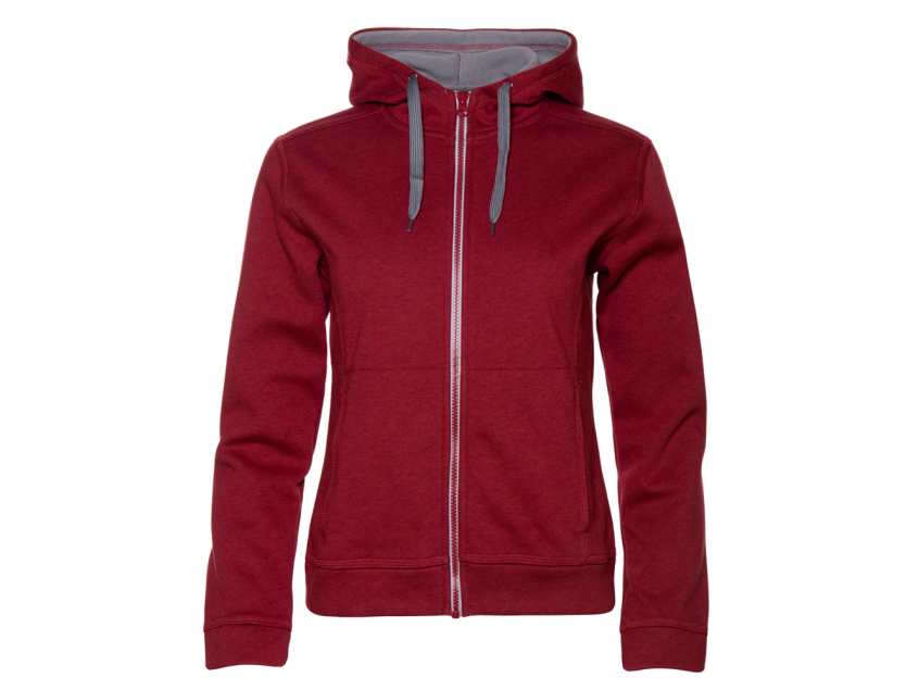 Толстовка женская STAN с капюшоном на молнии сэндвич 320, 19, Бордовый меланж